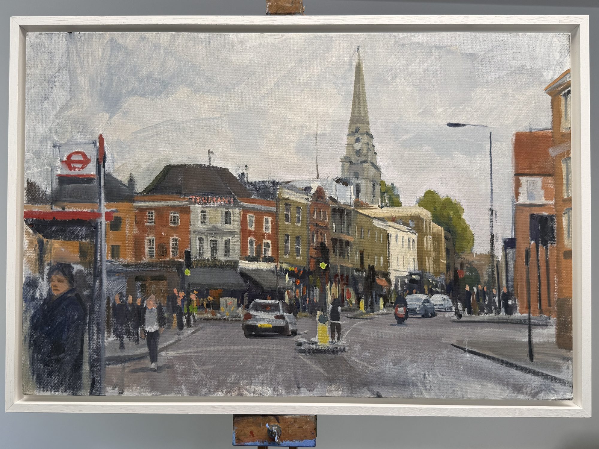 Commercial Street Spitalfields — original oil on board painting of London, United Kingdom by Claud Binns