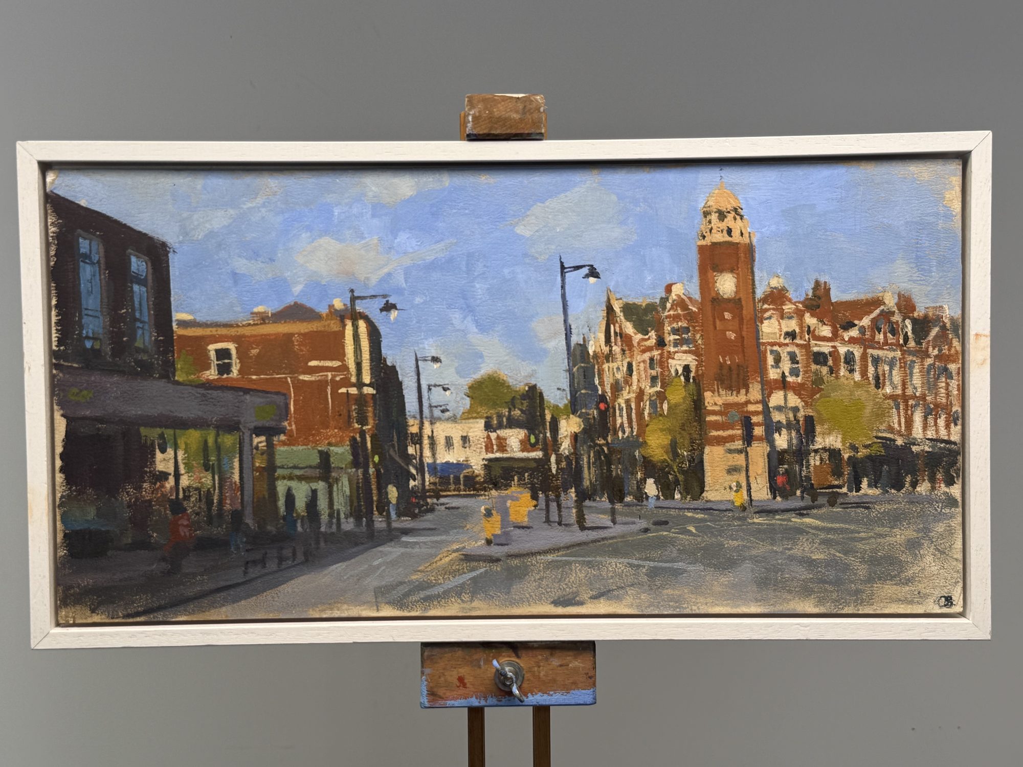 Crouch End Clocktower — original oil on board painting of London, United Kingdom by Claud Binns