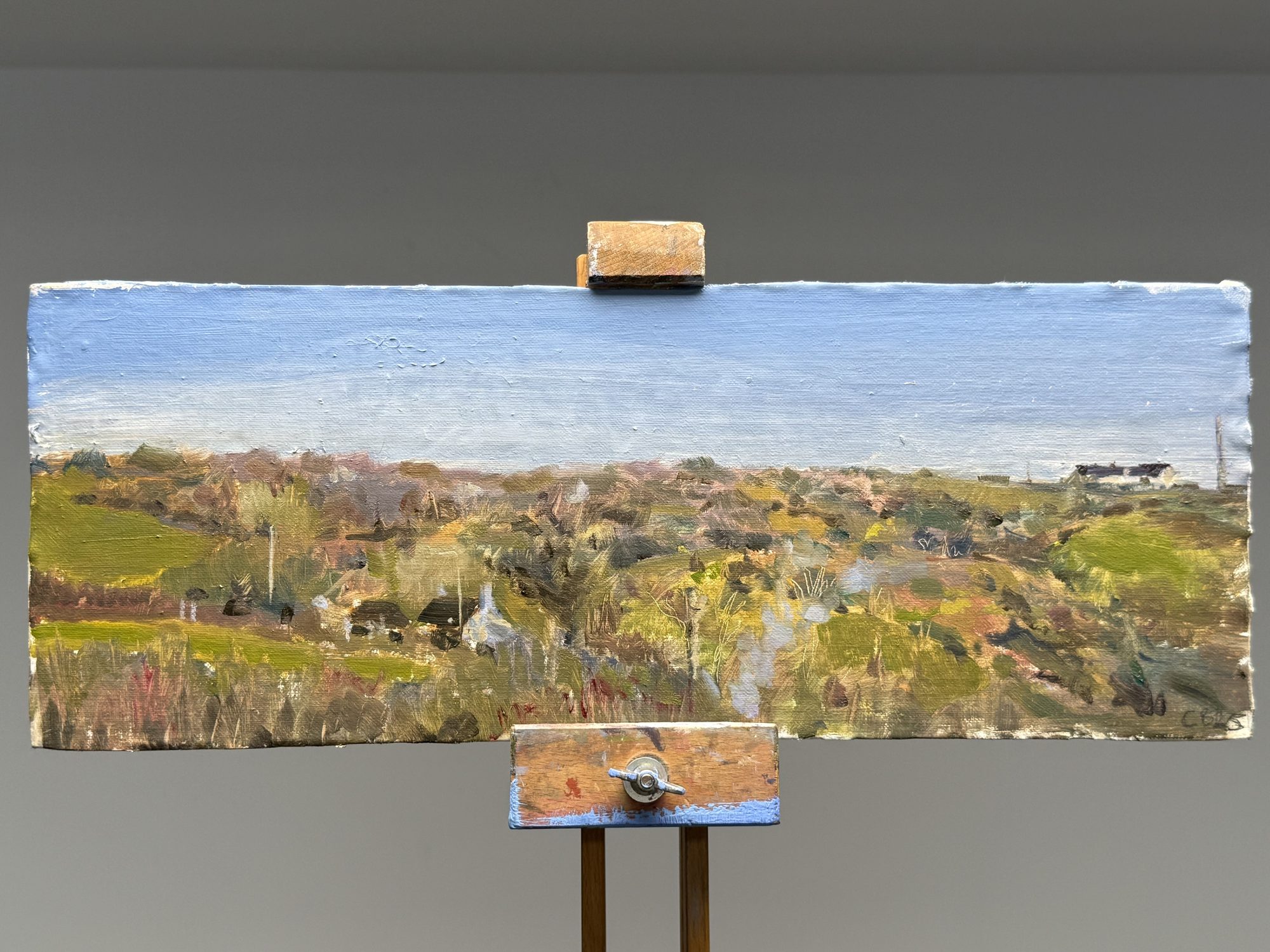 Lifeboat Crew Cottages Hastings — original oil on board painting of East Sussex, United Kingdom by Claud Binns