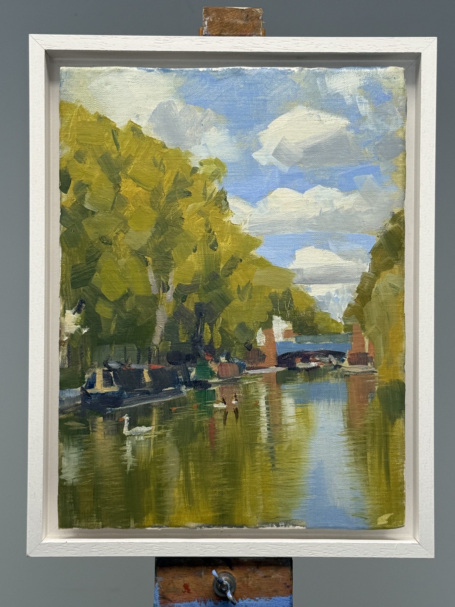 Little Venice — original oil on board painting of London, United Kingdom by Claud Binns