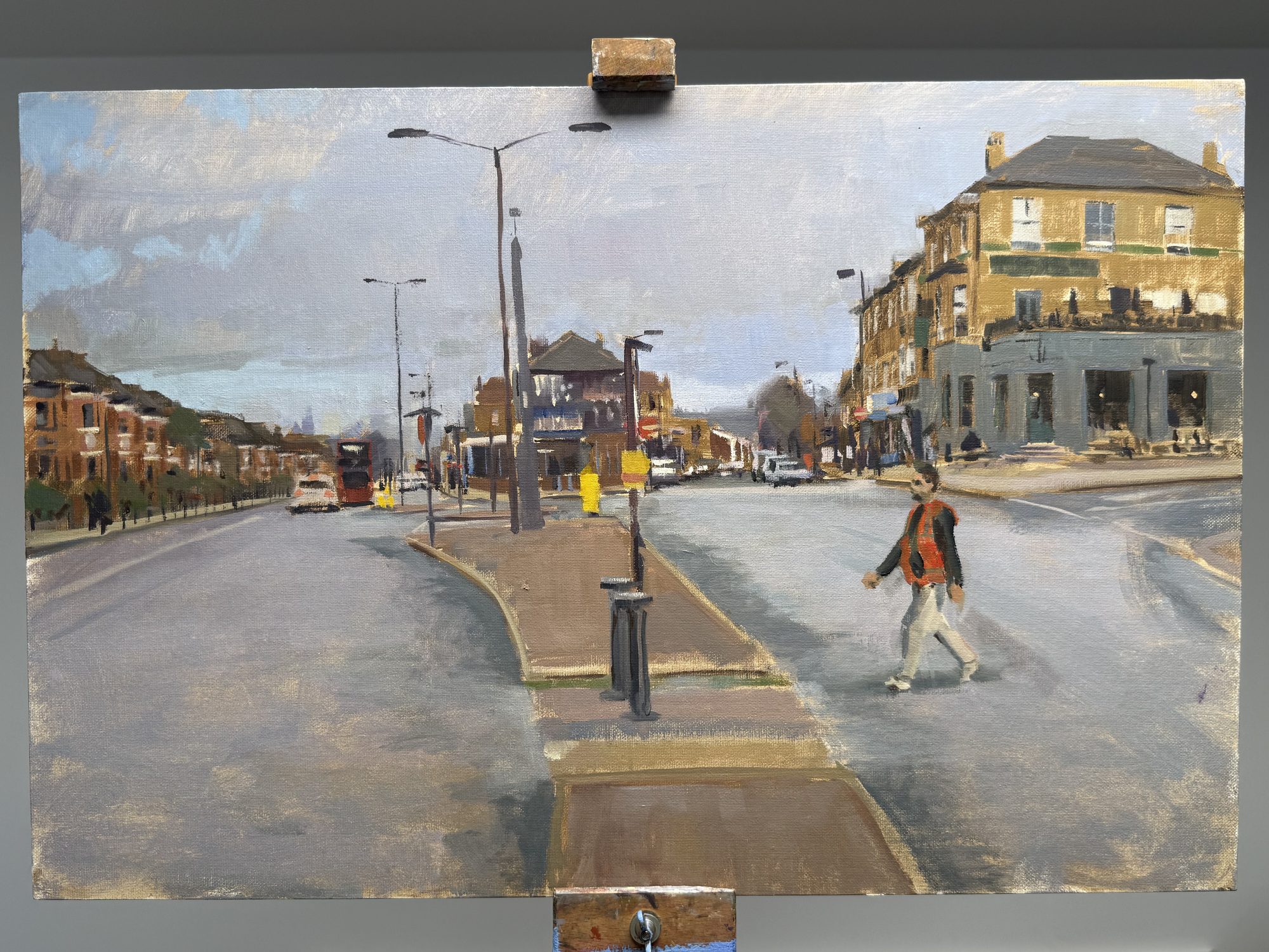 Stondon Park — original oil on board painting of London, United Kingdom by Claud Binns